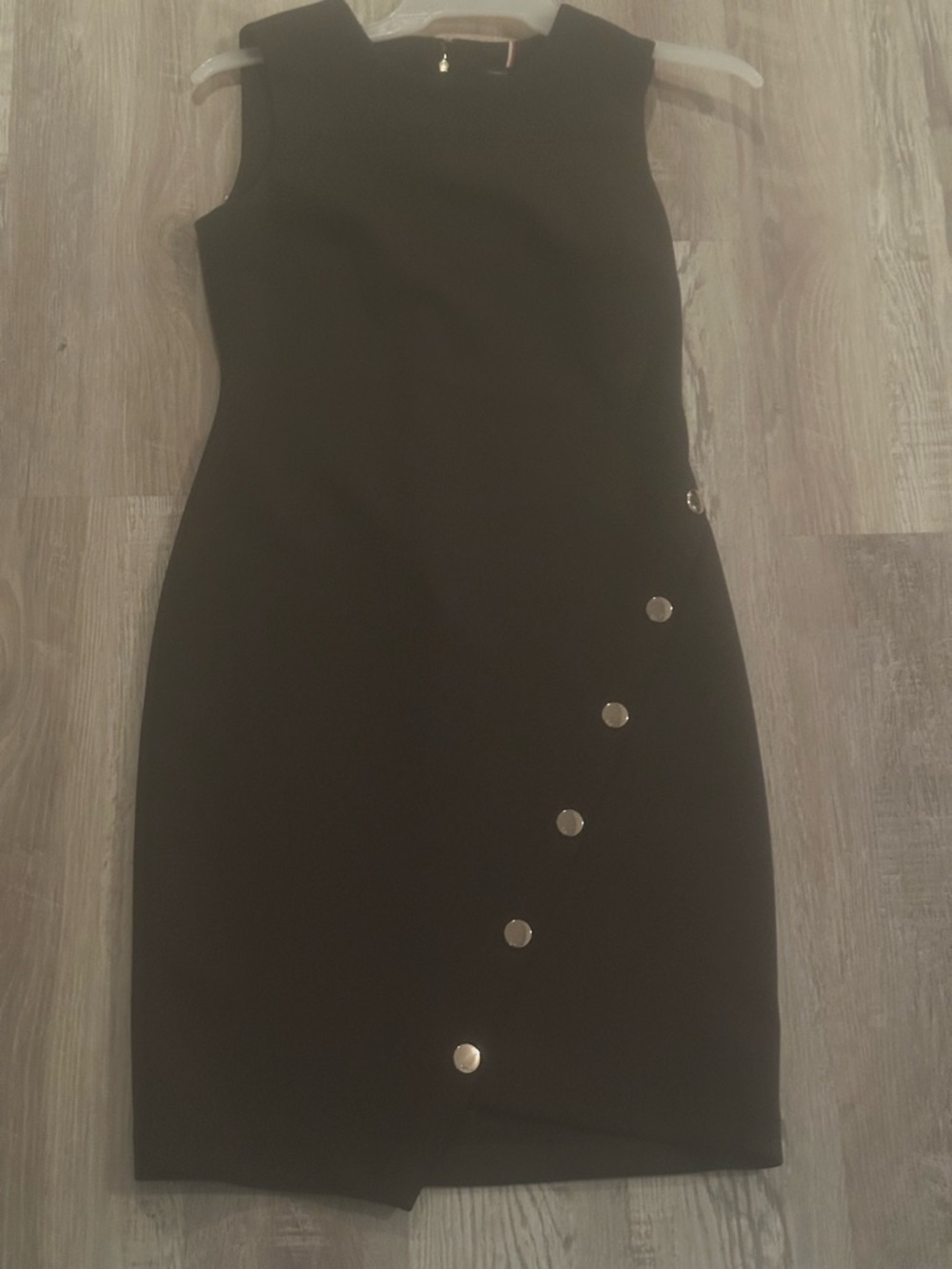 Tommy Hilfiger Black Sleeveless Sheath Dress with Silver Button Accents